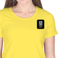 Women's Classic Crew T-Shirt | Regular Fit | 180 GSM Bio-Washed Cotton | DTF Print Ready | Double Stitched, Pre-Shrunk | Personalized | DTF | Modern | Leadership | Confidence | Everyday | Calm - left pocket - New Yellow - mockup 3