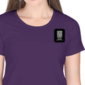 Women's Classic Crew T-Shirt | Regular Fit | 180 GSM Bio-Washed Cotton | DTF Print Ready | Double Stitched, Pre-Shrunk | Personalized | DTF | Modern | Leadership | Confidence | Everyday | Calm - left pocket - Purple - mockup 3