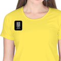 Women's Classic Crew T-Shirt | Regular Fit | 180 GSM Bio-Washed Cotton | DTF Print Ready | Double Stitched, Pre-Shrunk | Personalized | DTF | Modern | Leadership | Confidence | Everyday | Calm - right pocket - New Yellow - mockup 4