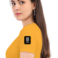 Women's Classic Crew T-Shirt | Regular Fit | 180 GSM Bio-Washed Cotton | DTF Print Ready | Double Stitched, Pre-Shrunk | Personalized | DTF | Modern | Leadership | Confidence | Everyday | Calm - left sleeve - Golden Yellow - mockup 5