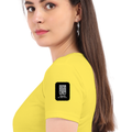 Women's Classic Crew T-Shirt | Regular Fit | 180 GSM Bio-Washed Cotton | DTF Print Ready | Double Stitched, Pre-Shrunk | Personalized | DTF | Modern | Leadership | Confidence | Everyday | Calm - left sleeve - New Yellow - mockup 5
