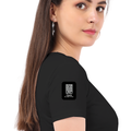 Women's Classic Crew T-Shirt | Regular Fit | 180 GSM Bio-Washed Cotton | DTF Print Ready | Double Stitched, Pre-Shrunk | Personalized | DTF | Modern | Leadership | Confidence | Everyday | Calm - right sleeve - Black - mockup 6