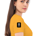 Women's Classic Crew T-Shirt | Regular Fit | 180 GSM Bio-Washed Cotton | DTF Print Ready | Double Stitched, Pre-Shrunk | Personalized | DTF | Modern | Leadership | Confidence | Everyday | Calm - right sleeve - Golden Yellow - mockup 6
