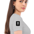 Women's Classic Crew T-Shirt | Regular Fit | 180 GSM Bio-Washed Cotton | DTF Print Ready | Double Stitched, Pre-Shrunk | Personalized | DTF | Modern | Leadership | Confidence | Everyday | Calm - right sleeve - Grey Melange - mockup 6