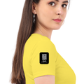 Women's Classic Crew T-Shirt | Regular Fit | 180 GSM Bio-Washed Cotton | DTF Print Ready | Double Stitched, Pre-Shrunk | Personalized | DTF | Modern | Leadership | Confidence | Everyday | Calm - right sleeve - New Yellow - mockup 6