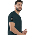 Men's Classic Crew T-Shirt | Regular Fit | 180 GSM Bio-Washed Cotton | DTF Print Ready | Pre-Shrunk, Durable | Personalized | DTF | Modern | Leadership | Confidence | Everyday | Calm - right sleeve - Petrol Blue - mockup 6