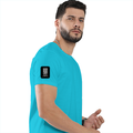 Men's Classic Crew T-Shirt | Regular Fit | 180 GSM Bio-Washed Cotton | DTF Print Ready | Pre-Shrunk, Durable | Personalized | DTF | Modern | Leadership | Confidence | Everyday | Calm - right sleeve - SkyBlue - mockup 6