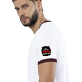 Ringer T-shirt | Unisex | DTG Print | Contrast Trim | Men's, Women's | Personalized | DTG | Bold Typography | Humor | Relationships | Casual | Amusing - left sleeve - Maroon off white - mockup 5