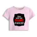 Female Baby Tee | Cropped Fit, Gen Z | 95% Cotton 5% Spandex, DTG | Stretchable, Breathable, Pre-Shrunk | Women | Personalized | DTG | Bold Typography | Humor | Relationships | Casual | Amusing - front - Light Baby Pink - mockup 1