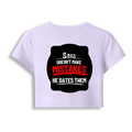 Female Baby Tee | Cropped Fit, Gen Z | 95% Cotton 5% Spandex, DTG | Stretchable, Breathable, Pre-Shrunk | Women | Personalized | DTG | Bold Typography | Humor | Relationships | Casual | Amusing - back - Lavender - mockup 2