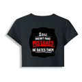 Female Baby Tee | Cropped Fit, Gen Z | 95% Cotton 5% Spandex, DTG | Stretchable, Breathable, Pre-Shrunk | Women | Personalized | DTG | Bold Typography | Humor | Relationships | Casual | Amusing - back - Navy Blue - mockup 2