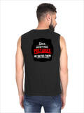 Men's Sleeveless T-Shirt | Regular Fit | 180 GSM Bio-Washed Cotton DTG | Pre-Shrunk, Double Stitched | For Gym & Casual Wear | Personalized | DTG | Bold Typography | Humor | Relationships | Casual | Amusing - back - Black - mockup 2