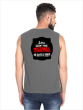 Men's Sleeveless T-Shirt | Regular Fit | 180 GSM Bio-Washed Cotton DTG | Pre-Shrunk, Double Stitched | For Gym & Casual Wear | Personalized | DTG | Bold Typography | Humor | Relationships | Casual | Amusing - back - Charcoal Melange - mockup 2