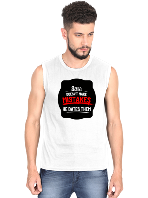 Men's Sleeveless T-Shirt | Regular Fit | 180 GSM Bio-Washed Cotton | Pre-Shrunk, Double Stitched | Men | Personalized | DTF | Bold Typography | Humor | Relationships | Casual | Amusing - front - White - mockup 1