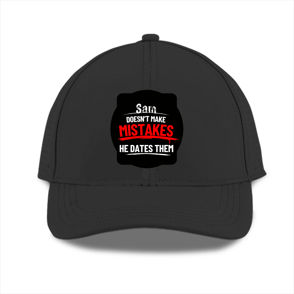 Sports Cap | Unisex | Polyester | Breathable, Adjustable Fit, DTG Printing | All Ages | Personalized | DTG | Bold Typography | Humor | Relationships | Casual | Amusing - front - Black - mockup 1