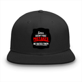 Classic Snapback Cap | Adjustable One-Size | Heavy Cotton DTG Printed | Flat Brim Structured | Unisex Adults | Personalized | DTG | Bold Typography | Humor | Relationships | Casual | Amusing - front - Black - mockup 1