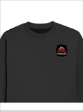 Oversized Sweatshirt | Roomy Relaxed Fit | 400 GSM Cotton Blend | Pre-Shrunk Drop Shoulder | Unisex Adult | Personalized | DTG | Bold Typography | Humor | Relationships | Casual | Amusing - left pocket - Black - mockup 3