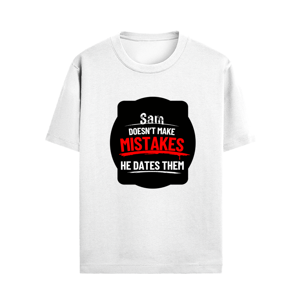Male Standard Crew T-Shirt | Regular Fit | 100% Cotton (180 GSM) | DTG Print | Durable & Comfortable | Adult | Personalized | DTG | Bold Typography | Humor | Relationships | Casual | Amusing - front - White - mockup 1