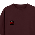 Oversized Classic T-Shirt | Unisex Oversized Fit | 100% Super-Combed Cotton | Pre-Shrunk & Ribbed Neck | Adults | Personalized | DTG | Bold Typography | Humor | Relationships | Casual | Amusing - left pocket - Maroon - mockup 3