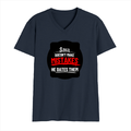 Men's V-Neck T-Shirt | Regular Fit | 180 GSM Bio-Washed Cotton | DTG Print | Durable | Personalized | DTG | Bold Typography | Humor | Relationships | Casual | Amusing - front - Navy Blue - mockup 1