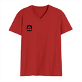 Men's V-Neck T-Shirt | Regular Fit | 180 GSM Bio-Washed Cotton | DTG Print | Durable | Personalized | DTG | Bold Typography | Humor | Relationships | Casual | Amusing - right pocket - Red - mockup 4