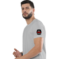 Classic Crew T-Shirt | Men's Regular Fit | 180 GSM Bio-Washed Cotton | DTG Print Ready | Double-Stitched & Ribbed Neck | Personalized | DTG | Bold Typography | Humor | Relationships | Casual | Amusing - left sleeve - Grey Melange - mockup 5