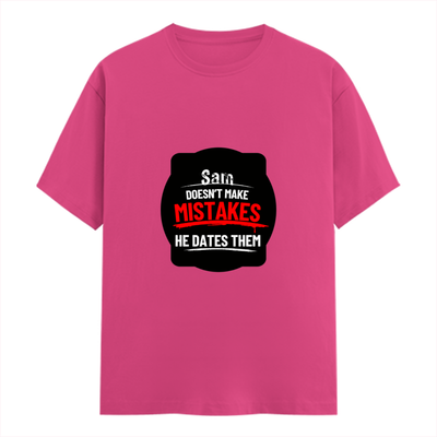 Female Classic Crew T-Shirt | Women's Regular Fit | 180 GSM Bio-Washed Cotton | Double Stitched, Pre-Shrunk | Personalized | DTG | Bold Typography | Humor | Relationships | Casual | Amusing - front - Pink - mockup 1