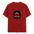 Female Classic Crew T-Shirt | Women's Regular Fit | 180 GSM Bio-Washed Cotton | Double Stitched, Pre-Shrunk | Personalized | DTG | Bold Typography | Humor | Relationships | Casual | Amusing - back - Red - mockup 2