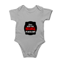 Baby Romper | 0-12 Months Regular Fit | 180 GSM Bio-Washed Cotton Blend | Double Stitched, Pre-Shrunk | Unisex | Personalized | DTF | Bold Typography | Humor | Relationships | Casual | Amusing - front - Grey Melange - mockup 1