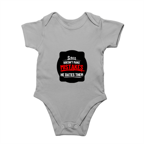 Baby Romper | 0-12 Months Regular Fit | 180 GSM Bio-Washed Cotton Blend | Double Stitched, Pre-Shrunk | Unisex | Personalized | DTF | Bold Typography | Humor | Relationships | Casual | Amusing - front - Grey Melange - mockup 1