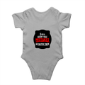 Baby Romper | 0-12 Months Regular Fit | 180 GSM Bio-Washed Cotton Blend | Double Stitched, Pre-Shrunk | Unisex | Personalized | DTF | Bold Typography | Humor | Relationships | Casual | Amusing - back - Grey Melange - mockup 2