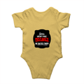 Baby Romper | 0-12 Months Regular Fit | 180 GSM Bio-Washed Cotton Blend | Double Stitched, Pre-Shrunk | Unisex | Personalized | DTF | Bold Typography | Humor | Relationships | Casual | Amusing - back - Yellow - mockup 2