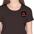 Women's Classic Crew T-Shirt | Regular Fit | 180 GSM Bio-Washed Cotton | DTF Print Ready | Double Stitched, Pre-Shrunk | Personalized | DTF | Bold Typography | Humor | Relationships | Casual | Amusing - left pocket - Coffee Brown - mockup 3
