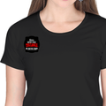 Women's Classic Crew T-Shirt | Regular Fit | 180 GSM Bio-Washed Cotton | DTF Print Ready | Double Stitched, Pre-Shrunk | Personalized | DTF | Bold Typography | Humor | Relationships | Casual | Amusing - right pocket - Black - mockup 4