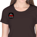 Women's Classic Crew T-Shirt | Regular Fit | 180 GSM Bio-Washed Cotton | DTF Print Ready | Double Stitched, Pre-Shrunk | Personalized | DTF | Bold Typography | Humor | Relationships | Casual | Amusing - right pocket - Coffee Brown - mockup 4