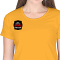 Women's Classic Crew T-Shirt | Regular Fit | 180 GSM Bio-Washed Cotton | DTF Print Ready | Double Stitched, Pre-Shrunk | Personalized | DTF | Bold Typography | Humor | Relationships | Casual | Amusing - right pocket - Golden Yellow - mockup 4