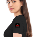 Women's Classic Crew T-Shirt | Regular Fit | 180 GSM Bio-Washed Cotton | DTF Print Ready | Double Stitched, Pre-Shrunk | Personalized | DTF | Bold Typography | Humor | Relationships | Casual | Amusing - left sleeve - Black - mockup 5