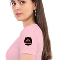 Women's Classic Crew T-Shirt | Regular Fit | 180 GSM Bio-Washed Cotton | DTF Print Ready | Double Stitched, Pre-Shrunk | Personalized | DTF | Bold Typography | Humor | Relationships | Casual | Amusing - left sleeve - Light Baby Pink - mockup 5