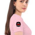 Women's Classic Crew T-Shirt | Regular Fit | 180 GSM Bio-Washed Cotton | DTF Print Ready | Double Stitched, Pre-Shrunk | Personalized | DTF | Bold Typography | Humor | Relationships | Casual | Amusing - right sleeve - Light Baby Pink - mockup 6