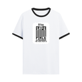 Ringer T-shirt | Unisex | DTG Print | Contrast Trim | Men's, Women's | Personalized | DTG | Typography-focused | Trust | Friendship | Reassuring - front - Black White - mockup 1