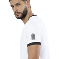 Ringer T-shirt | Unisex | DTG Print | Contrast Trim | Men's, Women's | Personalized | DTG | Typography-focused | Trust | Friendship | Reassuring - left sleeve - Black White - mockup 5