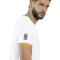Ringer T-shirt | Unisex | DTG Print | Contrast Trim | Men's, Women's | Personalized | DTG | Typography-focused | Trust | Friendship | Reassuring - right sleeve - Mustard yellow off white - mockup 6