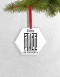 Christmas Ornaments | 3x3-inch | Acrylic UV Printed | Lightweight, Waterproof, Fade-Proof, Satin Ribbon | Unisex Adult | Personalized | Typography-focused | Trust | Friendship | Reassuring - front_Hexagon - Hexagon - mockup 3