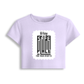 Female Baby Tee | Cropped Fit, Gen Z | 95% Cotton 5% Spandex, DTG | Stretchable, Breathable, Pre-Shrunk | Women | Personalized | DTG | Typography-focused | Trust | Friendship | Reassuring - front - Lavender - mockup 1