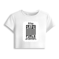 Female Baby Tee | Cropped Fit, Gen Z | 95% Cotton 5% Spandex, DTG | Stretchable, Breathable, Pre-Shrunk | Women | Personalized | DTG | Typography-focused | Trust | Friendship | Reassuring - front - White - mockup 1