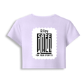 Female Baby Tee | Cropped Fit, Gen Z | 95% Cotton 5% Spandex, DTG | Stretchable, Breathable, Pre-Shrunk | Women | Personalized | DTG | Typography-focused | Trust | Friendship | Reassuring - back - Lavender - mockup 2