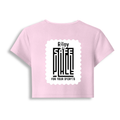 Female Baby Tee | Cropped Fit, Gen Z | 95% Cotton 5% Spandex, DTG | Stretchable, Breathable, Pre-Shrunk | Women | Personalized | DTG | Typography-focused | Trust | Friendship | Reassuring - back - Light Baby Pink - mockup 2