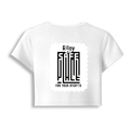 Female Baby Tee | Cropped Fit, Gen Z | 95% Cotton 5% Spandex, DTG | Stretchable, Breathable, Pre-Shrunk | Women | Personalized | DTG | Typography-focused | Trust | Friendship | Reassuring - back - White - mockup 2