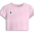 Female Baby Tee | Cropped Fit, Gen Z | 95% Cotton 5% Spandex, DTG | Stretchable, Breathable, Pre-Shrunk | Women | Personalized | DTG | Typography-focused | Trust | Friendship | Reassuring - right pocket - Light Baby Pink - mockup 4