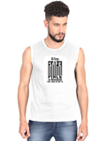 Men's Sleeveless T-Shirt | Regular Fit | 180 GSM Bio-Washed Cotton DTG | Pre-Shrunk, Double Stitched | For Gym & Casual Wear | Personalized | DTG | Typography-focused | Trust | Friendship | Reassuring - front - White - mockup 1